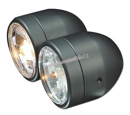 twin headlight, dull black, bulb H4 12V 55/60W