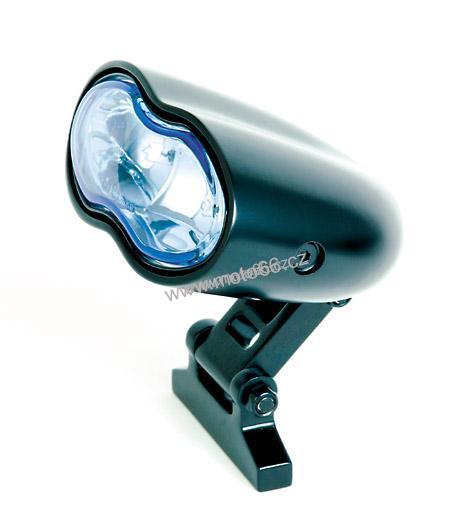 black housing, oval, high beam and fog light, 2x H3 55W, blue lens