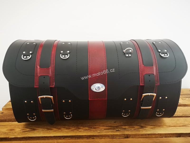 Kožený kufr se zámkem - válec na chopper 67cm typ 161A