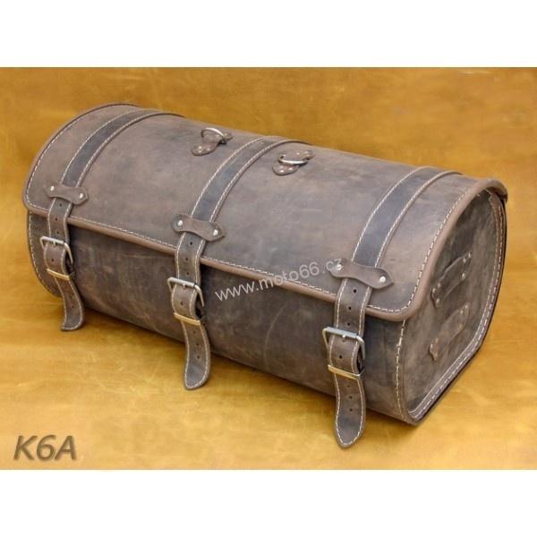 Kožený kufr - válec na chopper 60cm typ 06A hnědý