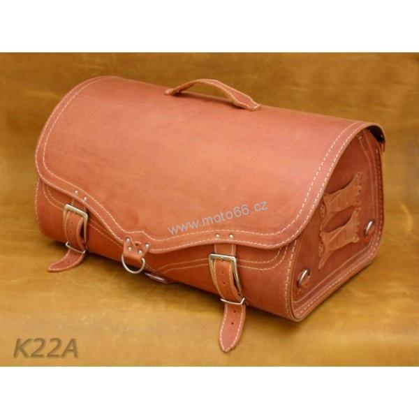 Kožený kufr - válec na chopper 56cm typ 22A oranžový