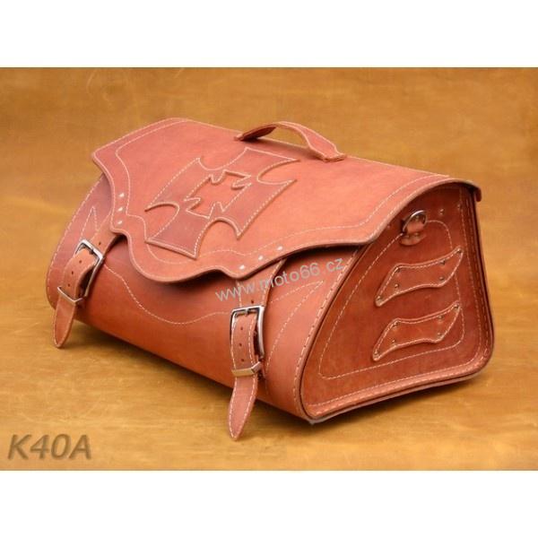 Kožený kufr - válec na chopper 52cm typ 40A oranžový
