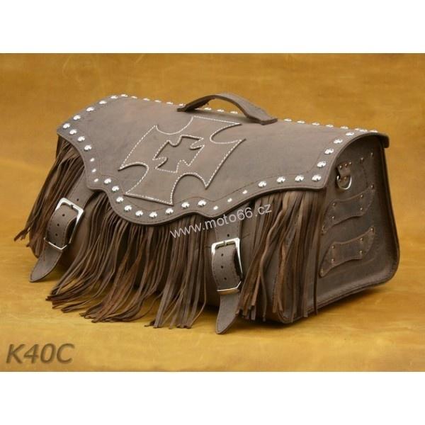 Kožený kufr - válec na chopper 52cm typ 40C hnědý
