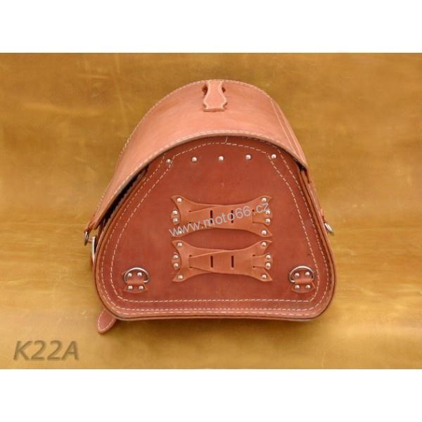 Kožený kufr - válec na chopper 56cm typ 22A oranžový