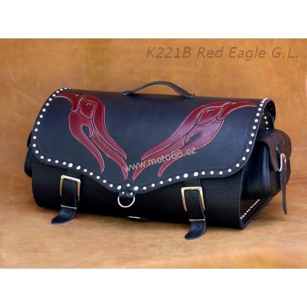 Kožený kufr - válec na chopper 56cm typ 221B Red Eagle