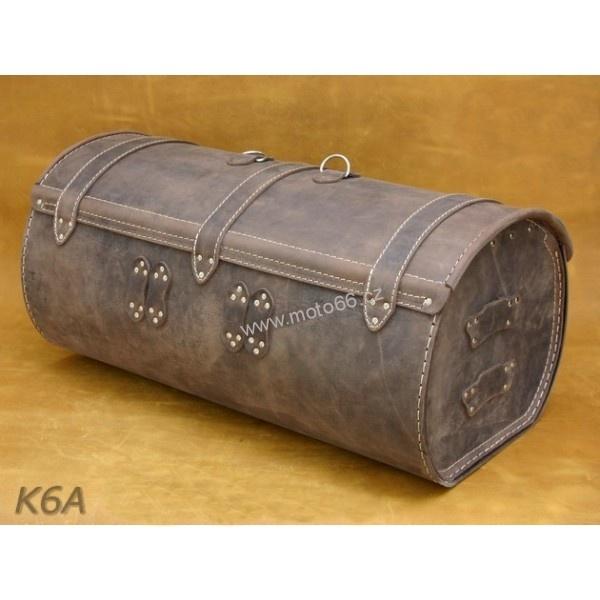 Kožený kufr - válec na chopper 60cm typ 06A hnědý