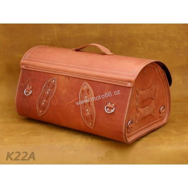 Kožený kufr - válec na chopper 56cm typ 22A oranžový