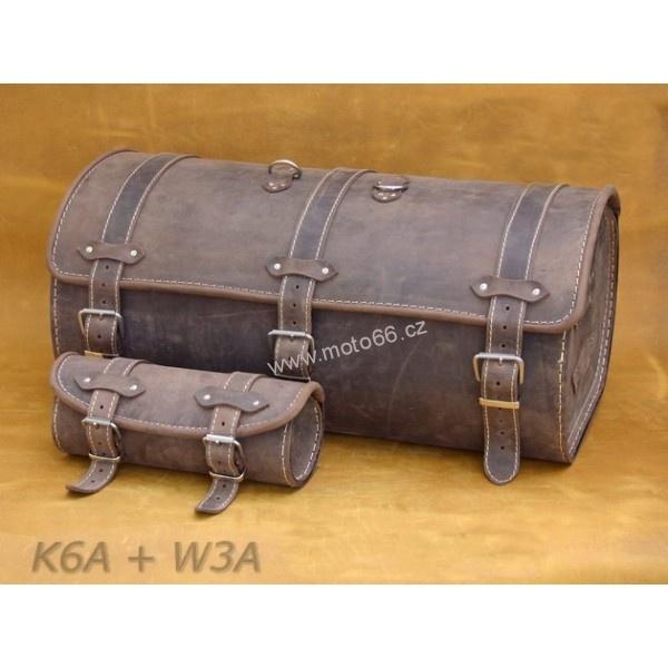 Kožený kufr - válec na chopper 60cm typ 06A hnědý