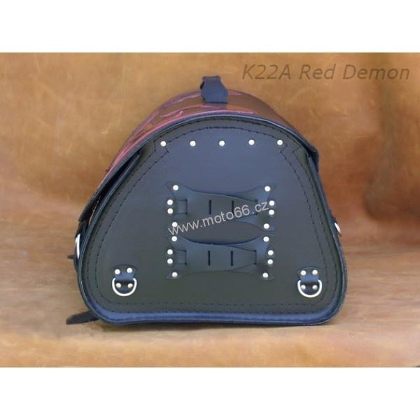 Kožený kufr - válec na chopper 55cm typ 22A Red demon