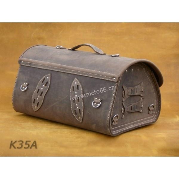 Kožený kufr - válec na chopper 56cm typ 35A hnědý