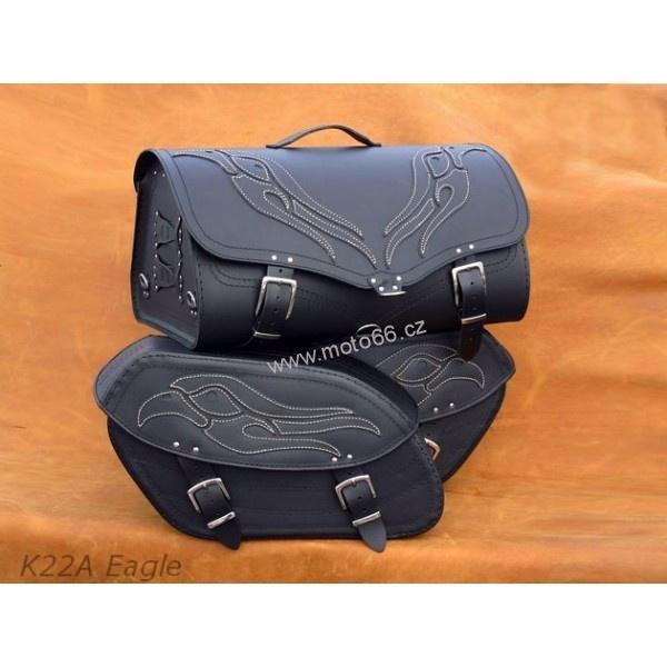 Kožený kufr - válec na chopper 55cm typ 22A Eagle