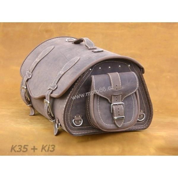 Kožený kufr - válec na chopper 56cm typ 35A hnědý