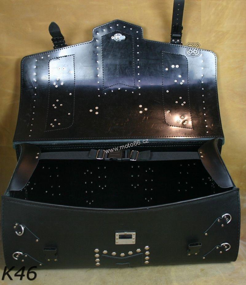 Kožený kufr se zámkem - válec na chopper 71cm typ 46B
