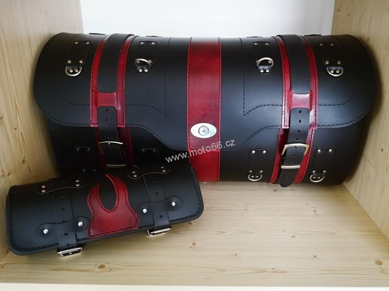 Kožený kufr se zámkem - válec na chopper 67cm typ 161A