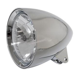 HIGHSIDER headlamp CLASSIC 1, 5 3/4 " H4 12 V 60/55W, chrome plated alu housing, diamond cut reflector, with parking light, bottom mount, E-mark