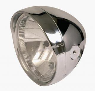 Chrome headlamp with visor, 6 1/2 inch, side mounting, E-mark