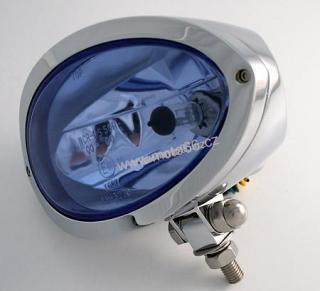 HIGHSIDER headlight IOWA, oval, housing c.p., bottom mount, blue lens, E-mark.