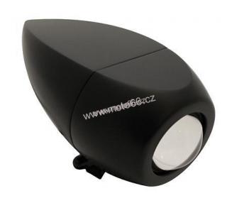 RITZ-headlight, housing black, bottom mount, projection light 50 mm high beam, H1 55 Watt, E-mark