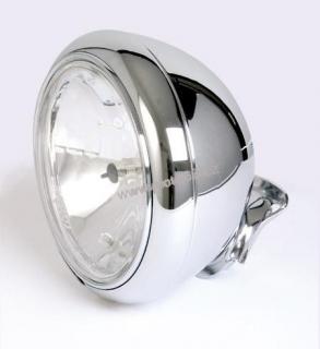 7 inch HD-STYLE headlamp, chrome, clear lens (prism reflector), E-mark
