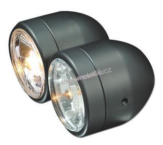 twin headlight, dull black, bulb H4 12V 55/60W