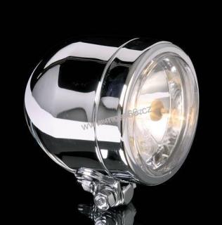 headlamp, c.p., 90mm, bottom mount, E-mark low beam H7 55W, with cable harness for twin headlamp.