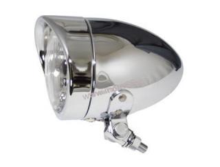 Headlamp BULLET LONG, with visor, 90mm, c.p., bottom mount , E-mark spot light.