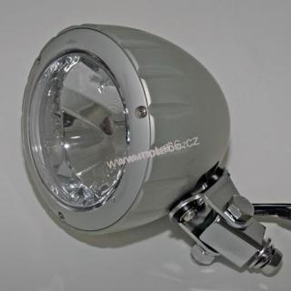 ARIZONA, headlamp, H4 90mm, housing silver, bottom mount, high beam E-mark