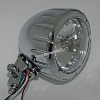 ARIZONA, headlamp, bulb 12V H4 60/55W, 90mm, housing c.p., bottom mount, high beam E-mark