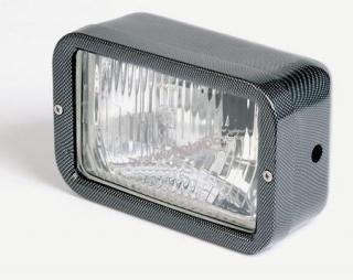 Rectangular headlight, carbon look, side mounting Chromscheinwerfer mit seitlicher Befestigung