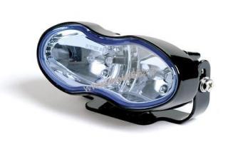 spot and fog light, black, oval, blue lens, both functions E-mark.
