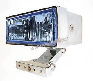 Chromed housing, square, with dual fog and driving light, blue lens, 2 x H3 55W, e-mark,