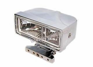 Chrmed housing, square, with dual fog light and high beam, clear lens, 2 x H3 55W, E-E-mark