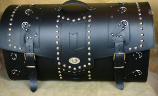 Kožený kufr se zámkem - válec na chopper 71cm typ 46B